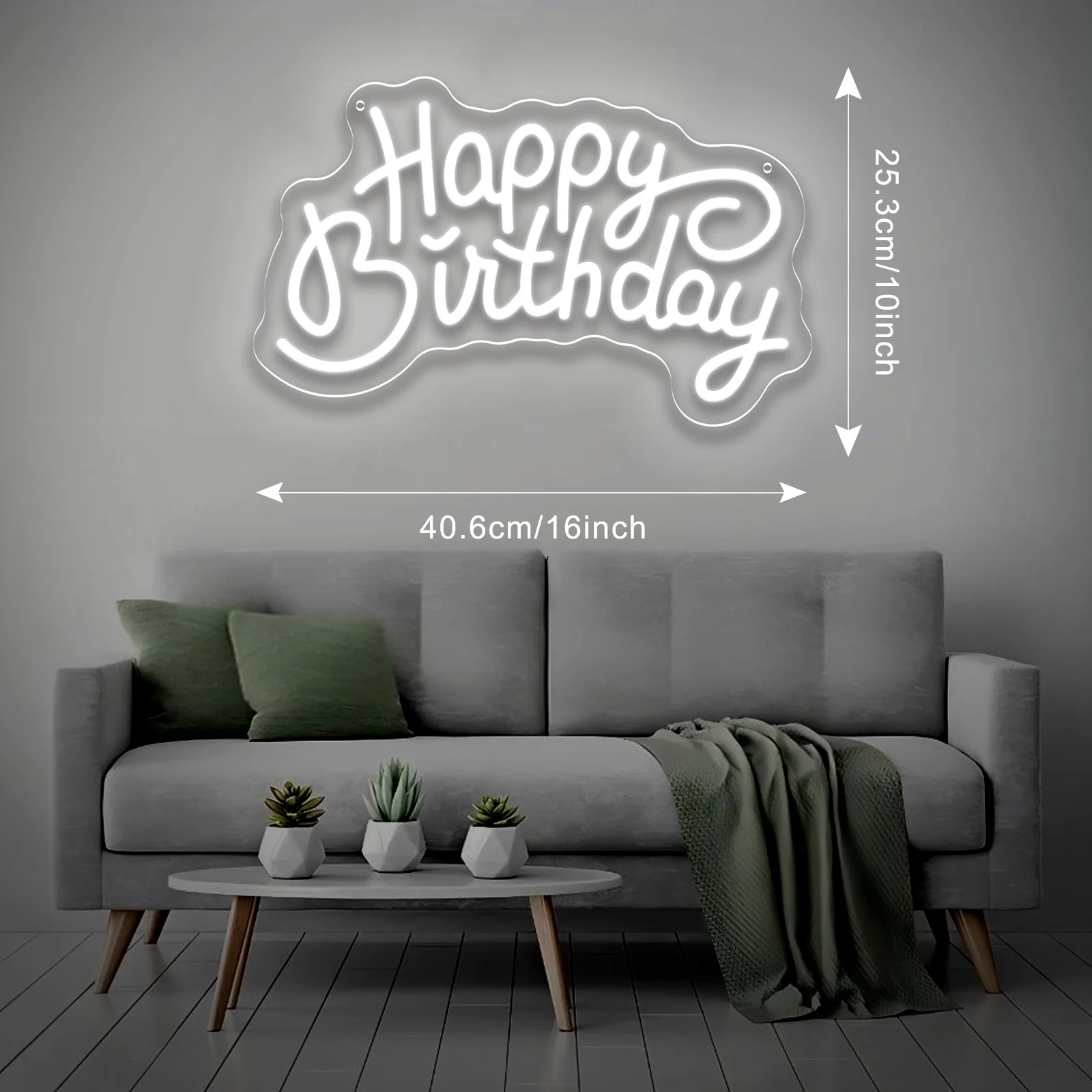 LED Neon Light Happy Birthday Neon Sign for Restaurant Man Cave Bedroom Shop Bar Decor Birthday Gift for Friend USB Dimmable