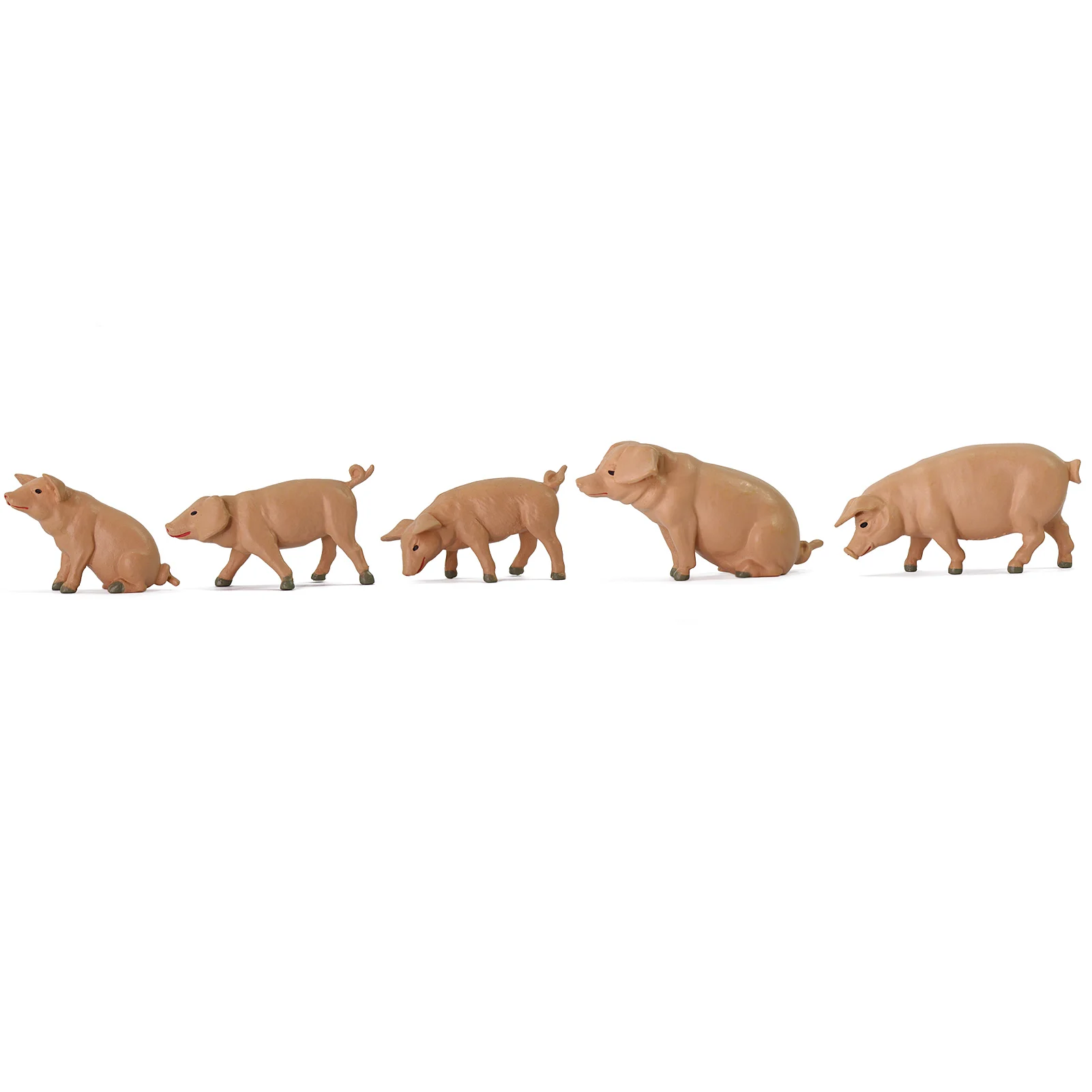 Evemode 5pcs G Scale Model Pig Animals 1:22.5 1:25 Painted Pigs PVC Railway Scenery