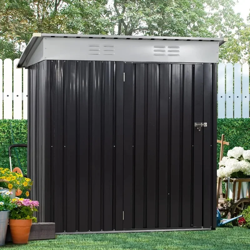 FT Outdoor Storage Shed,Waterproof Metal Garden Sheds with Lockable Single Door,Weather Resistant Steel Tool Storage