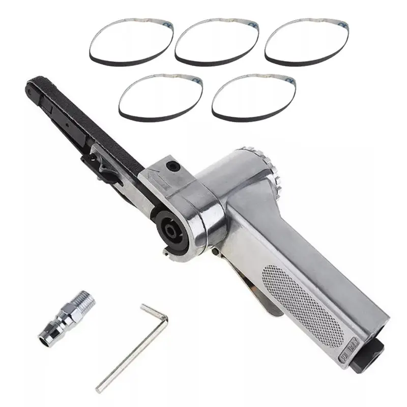 [ABFI!】 Pneumatic Mini Air Belt Sander Set For Woodworking And Metal Working Handheld Angle Grinder Tool