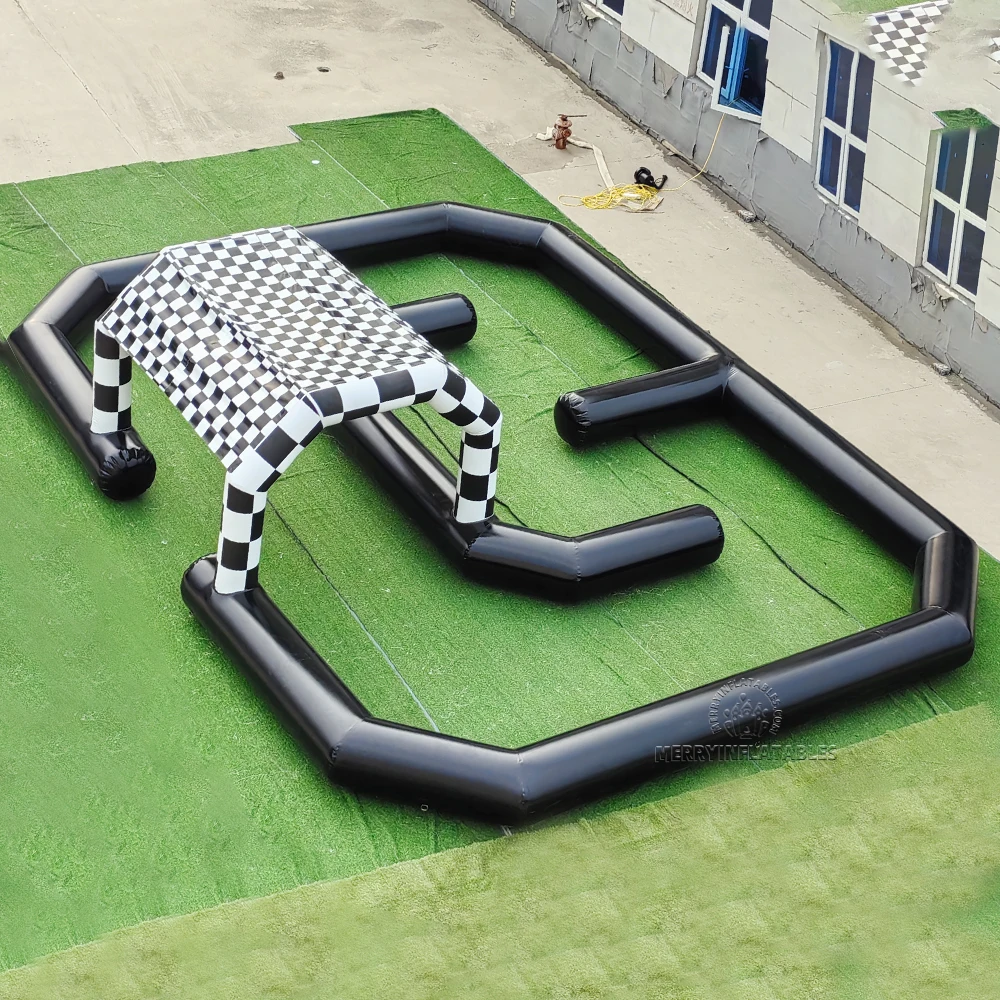 

Airtight Inflatable Race Bumper Race Car Track Go Kart Track Checkered Inflatable Speedway tobogán infantil Juegos Inflables