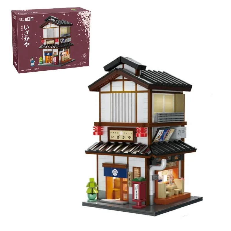 Conjuntos de edifícios da loja japonesa izakaya, kit de modelo de blocos de tijolos de montagem de arquitetura de casa city street view, brinquedos presente para crianças 1195 peças