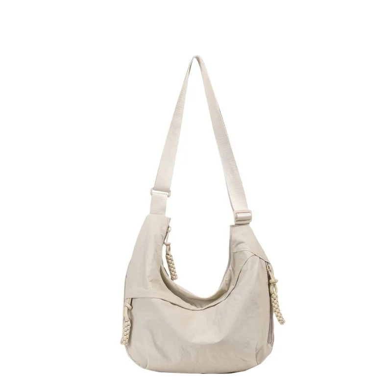 

Dumpling Messenger Crossbody Shoulder Nylon Medium Open Pocket Light Storage Daily Travel Washed Retro