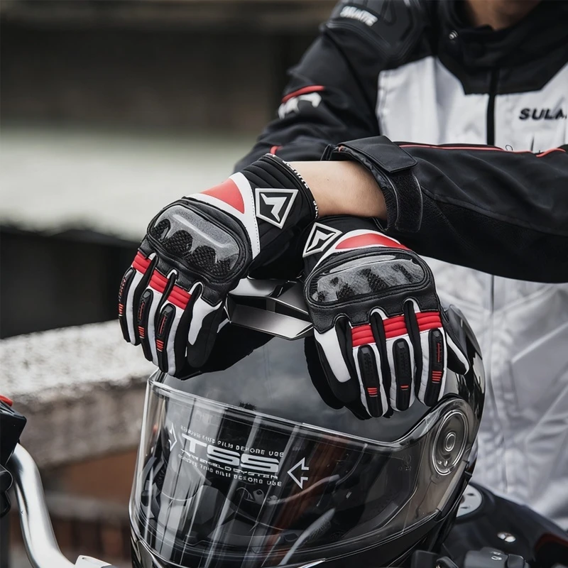 قفازات جلدية للدراجات النارية تعمل باللمس متوافقة مع قفازات ركوب المركبات الكهربائية للحماية من السقوط معدات فارس الفصول الأربعة #3