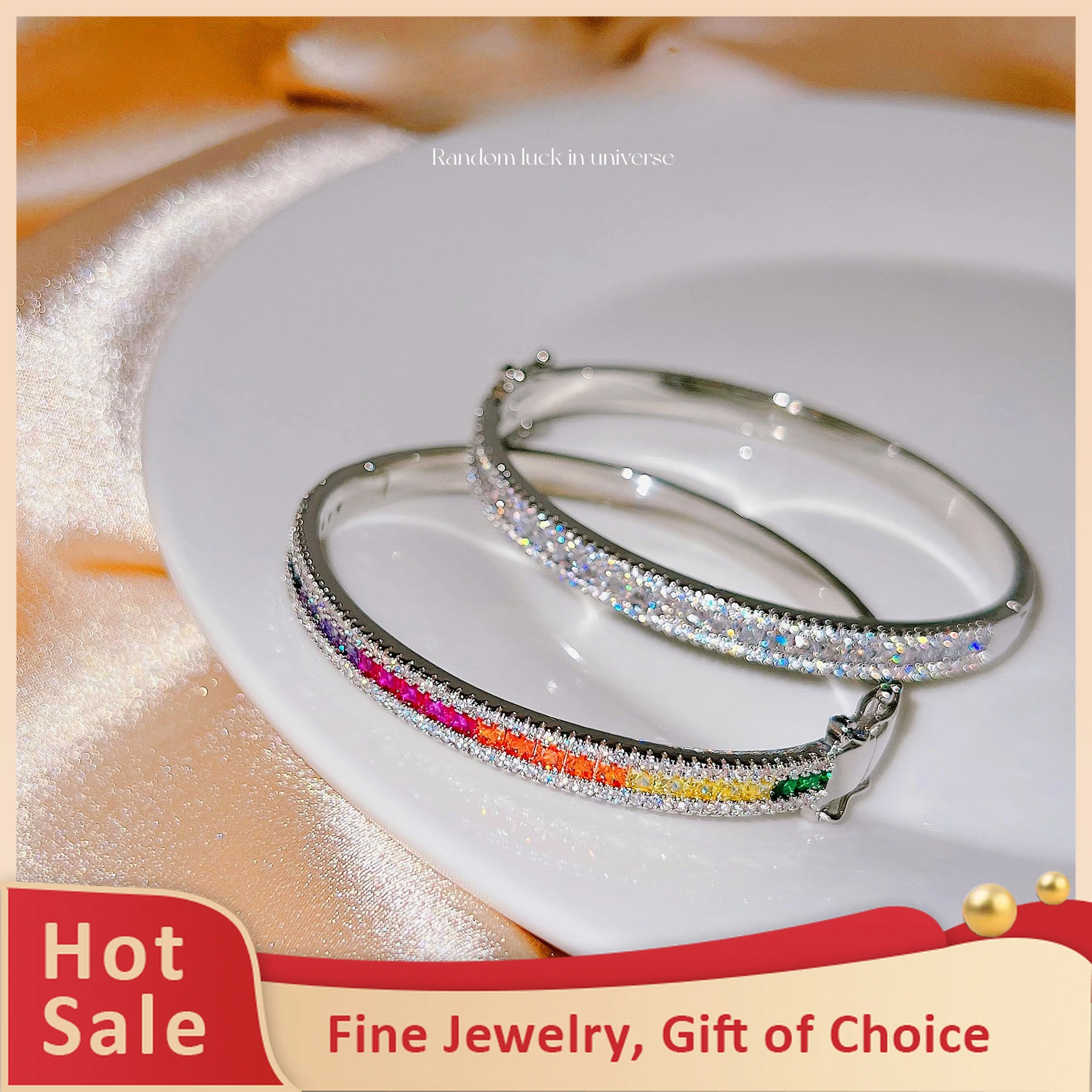 

2024 New Luxury Colorful Gemstone Bracelet for Women Trend High Quality Zirconia Clasp Bracelet Party Women's Fine Jewelry Gift