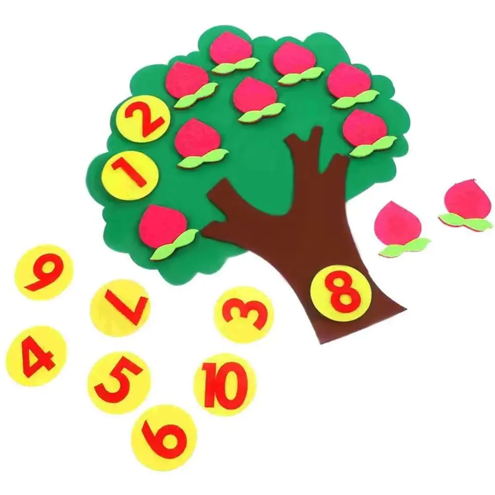 Non-woven Felt Felt Apple Tree 1-10 Numbers Number Learning Felt Number Learning Interactive Detachable Cognitive Tool