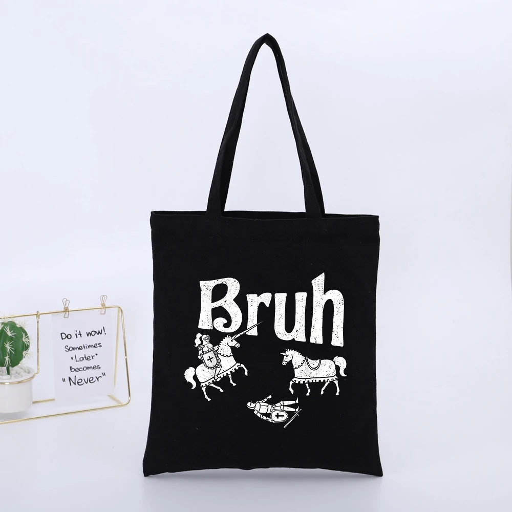 Slogan Style & Fantasy Creature Graphic Canvas Tote Bag, Urban Streetwear for Daily Casual Use