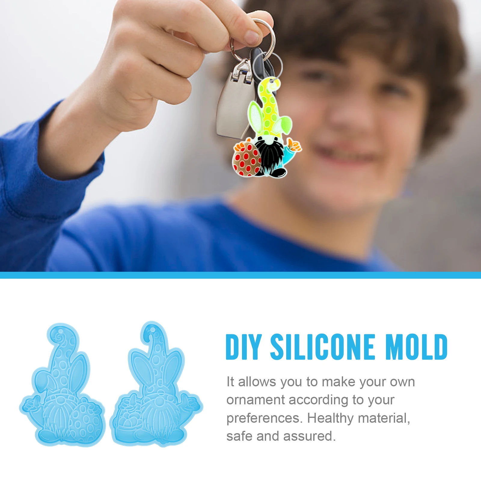 

3 Pcs Faceless Keychain Mold DIY Silicone Pendants Mould Molds for Resin Rabbit