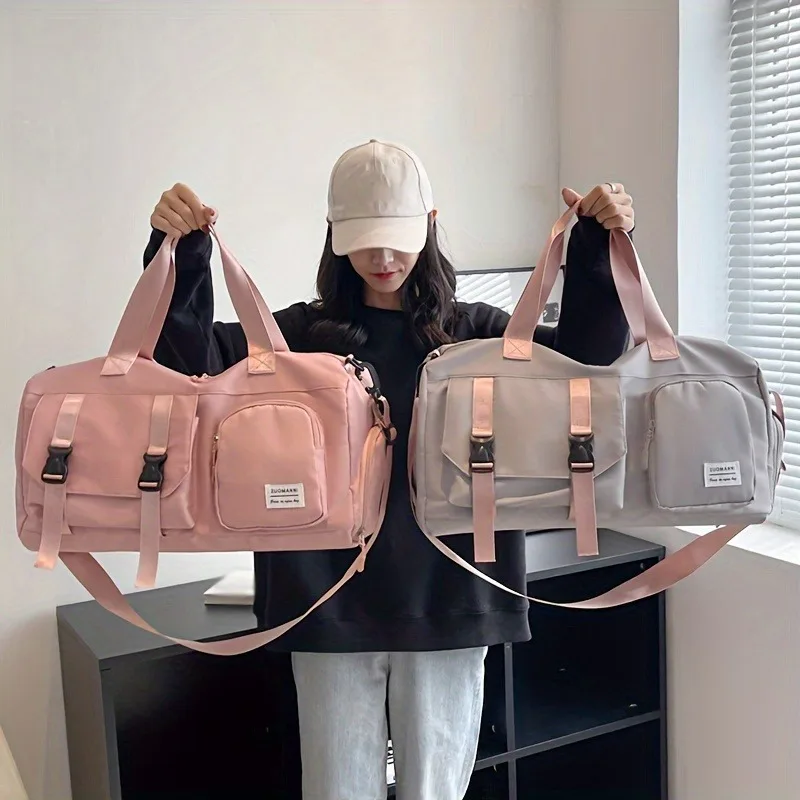 

Women's Durable Nylon Sports Gym Bag with Shoe Compartment - Multifunctional Fitness Duffle for Yoga, Travel & Weekend Trips