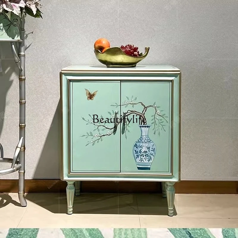 

**Hand-painted chest cabinet TV side cabinet American retro entrance cabinet