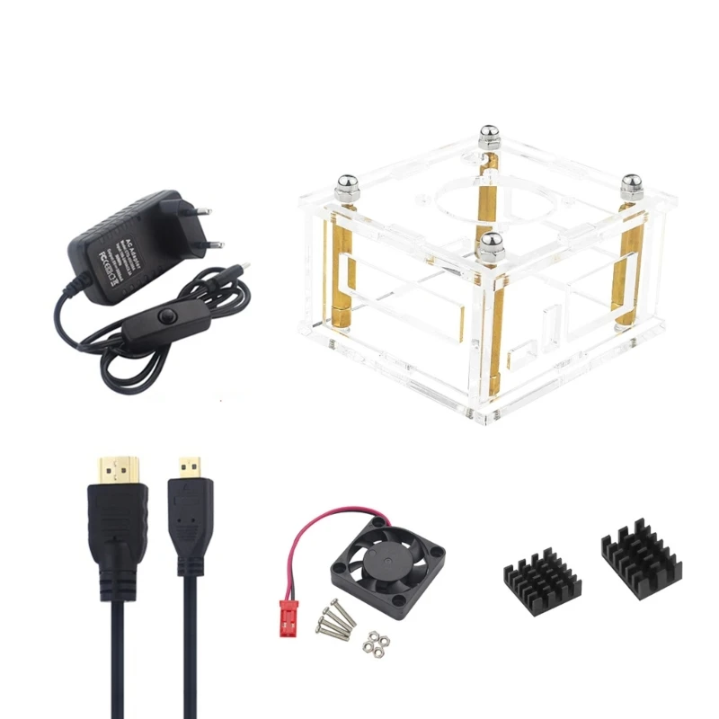 Корпус радиатора для OrangePi 3 Акриловый чехол + комплект радиатора и вентилятора