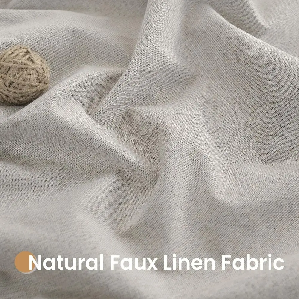 Linnen getextureerde 96-inch thermisch geïsoleerde havermout verduisteringsgordijnen, set met 2 panelen, 52x96 inch voor boerderijstijl