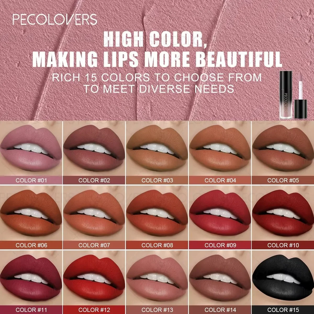 1PC Matte Lip Gloss, Waterproof and Non Stick To The Cup, Smooth Lipstick, High Color Rendering, Suitable for Date Makeup
