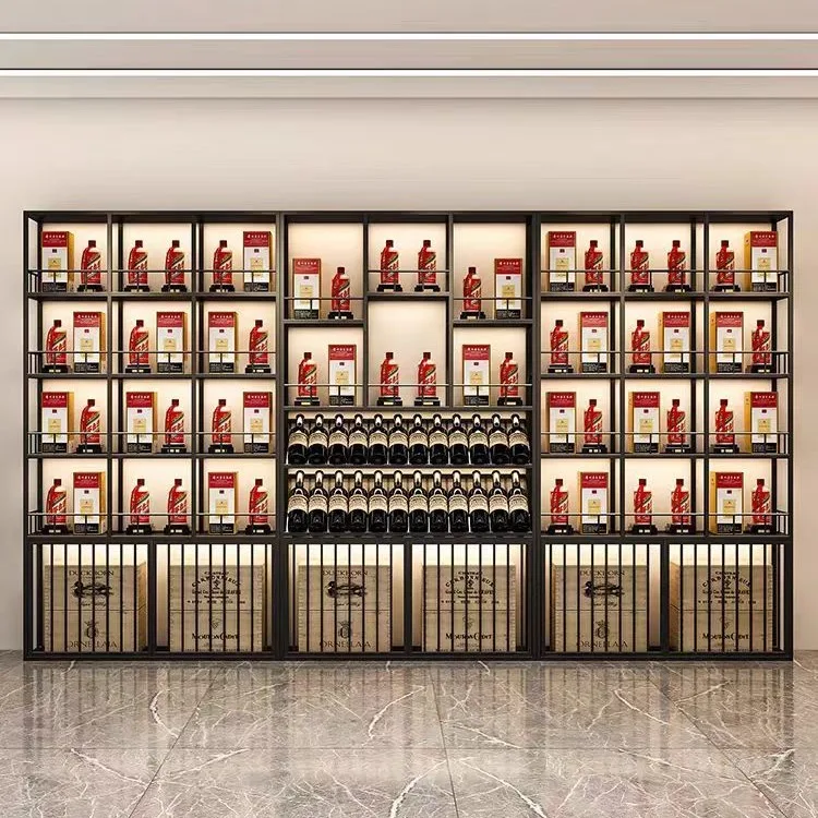 

Wine cabinet Wine rack Commercial floor Baijiu display stand the wall Winery wine display cabinet