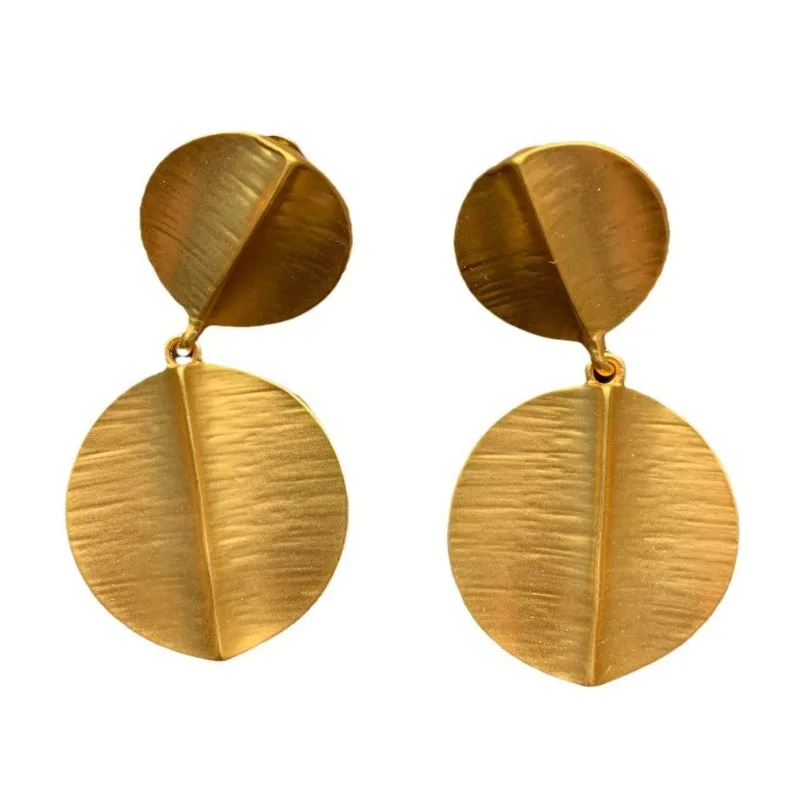 Classic Trend Middle Vintage Dangle Earring Sweet and Cool Minimalist French Retro Style Big Oval Alloy Metal Earrings for Women