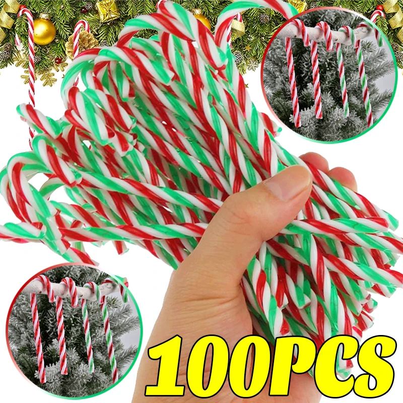 Bastones de caramelo de Navidad acrílicos colgantes, muleta trenzada creativa, adornos de árbol de Navidad, fiesta de año nuevo, decoración del hogar, venta al por mayor