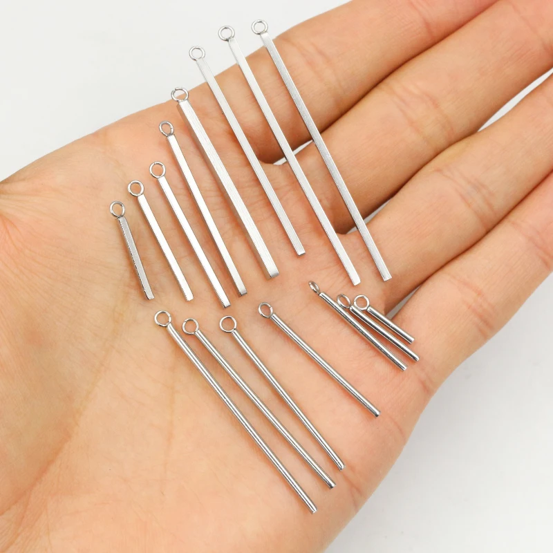 20pcs 10 15 20 25 30 35 40 50mm Stainless Steel Rectangular Straight Tube for Earrings Findings Jewelry Necklace Pendant Charms 