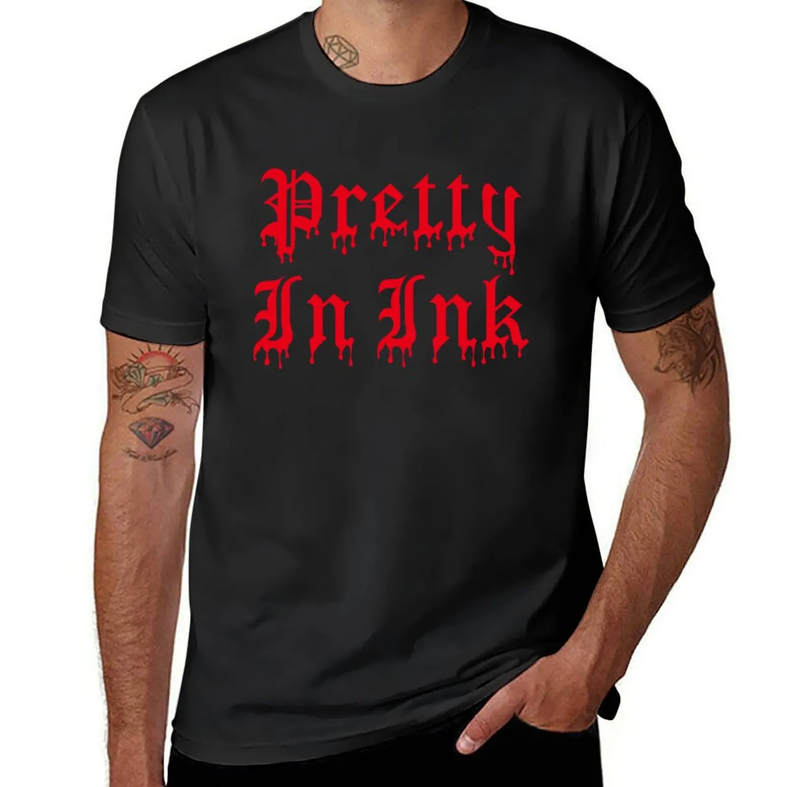 Pretty In Ink Blood Drip T-Shirt vintage clothes Blouse tees hippie clothes tshirts for men