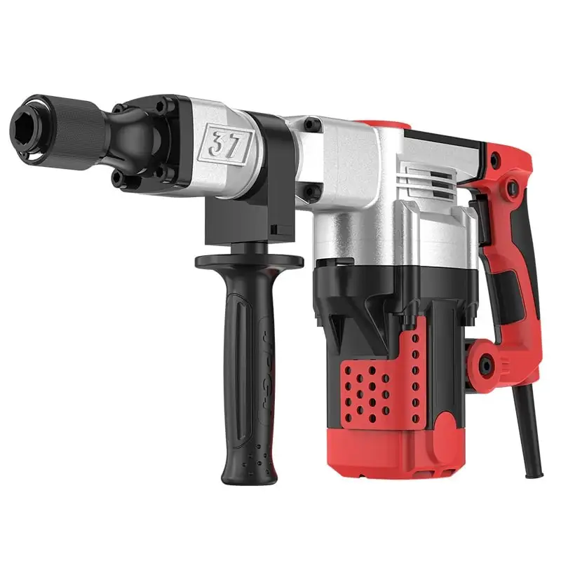 2200W high-power motor provides strong impact force for concrete chiseling, drilling and slotting on construction sites.