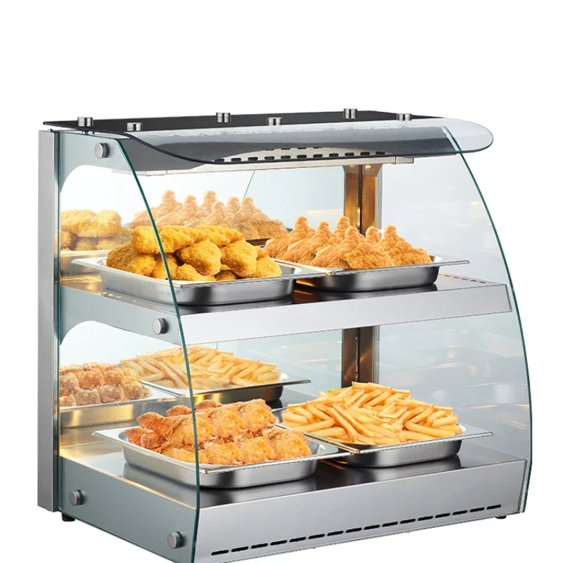 Insulation display cabinet Fried baked goods Chestnut glass insulation  Fried chicken fries Hamburger deli cabinet