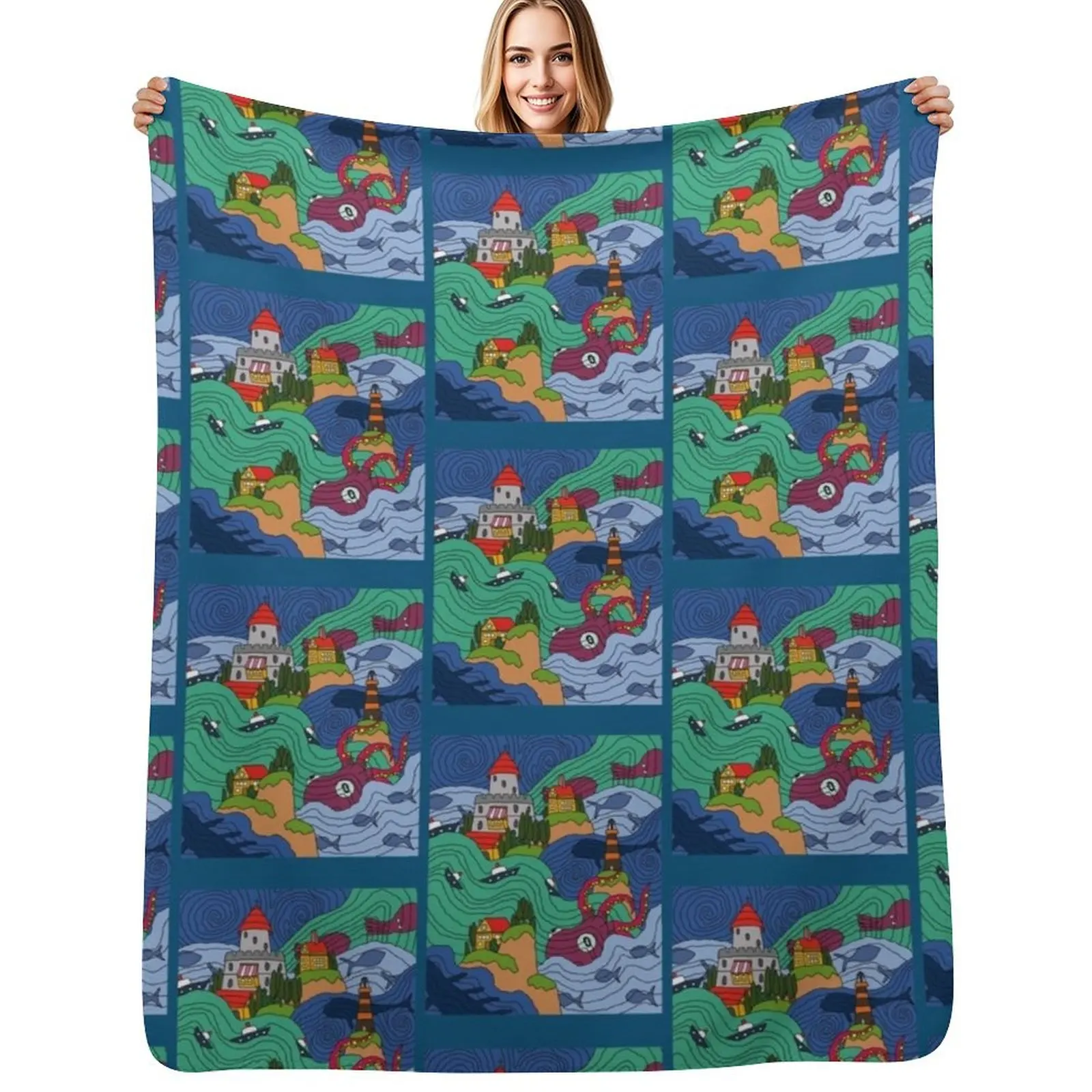 Ocean Mosaic Throw Blanket Soft Beds bed plaid Multi-Purpose Sofa Quilt Bed covers wednesday Blankets