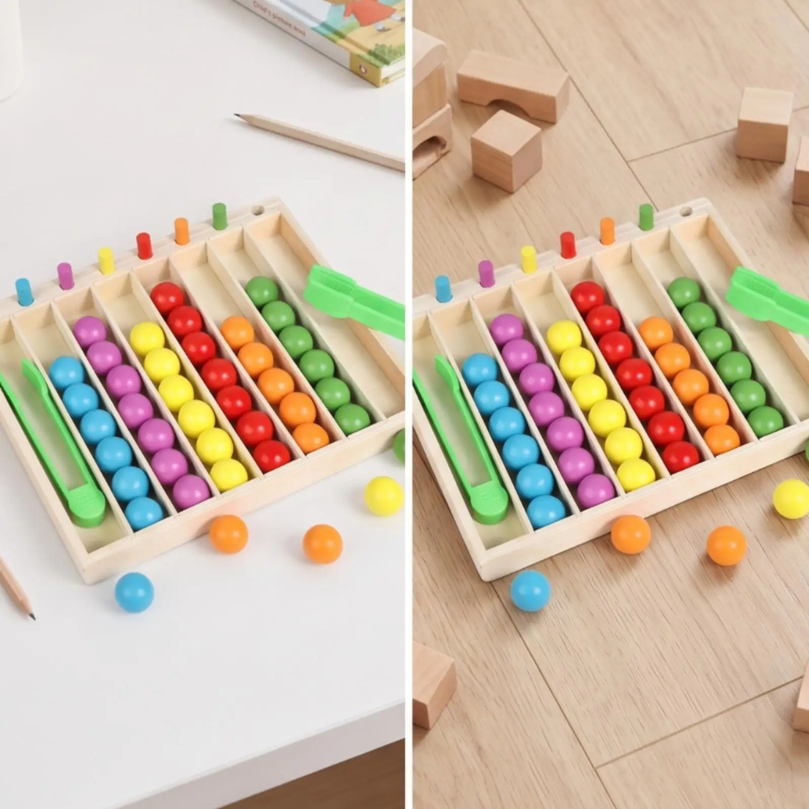 Kids Color Ball Sorting Board Wooden Puzzle Educational Toy for Hand Eye Coordination