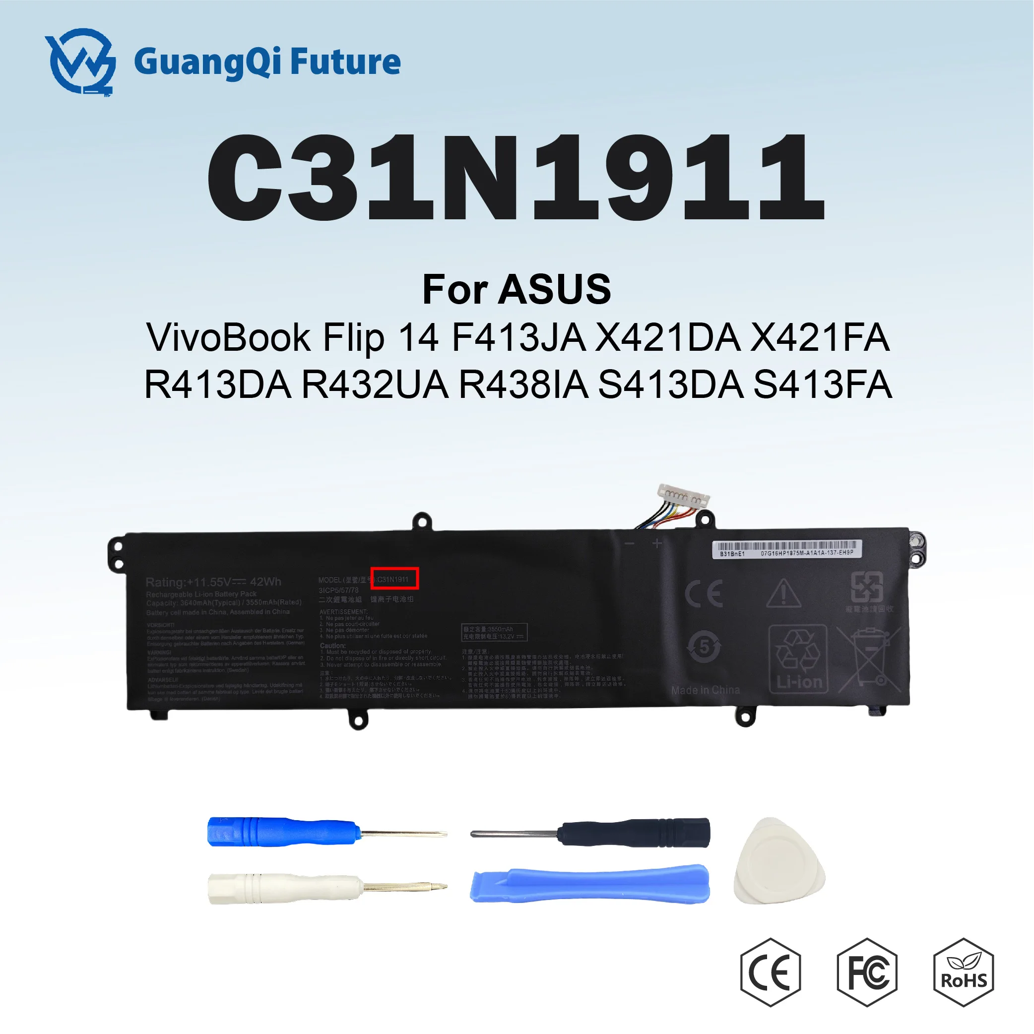 C31N1911 B31N1911 42Wh Laptop Battery For Asus VivoBook Flip 14 TM420IA Series M413DA-WS51 F413FFK433FA V4050FF V4050FA
