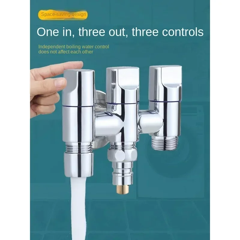 

One in three out angle valve switch All copper three way four way double out toilet water separator Washing machine faucet