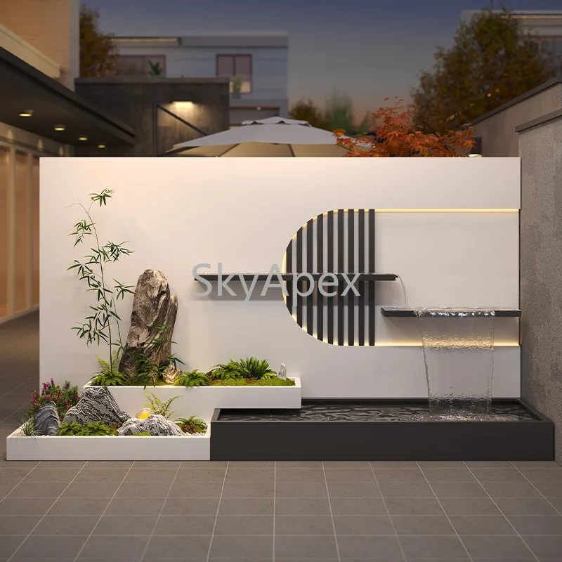 Tela de cortina de água de pátio de aço inoxidável-lago de peixes de metal combinado moderno durável à prova de ferrugem para design de paisagem de jardim