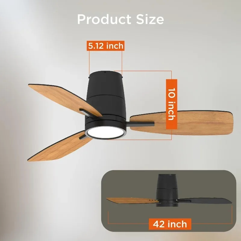 TALOYA Ceiling Fan with Lights and Remote Control 42inch Multifunctional Quiet Fan with Three Color Temperature,Brightness Light