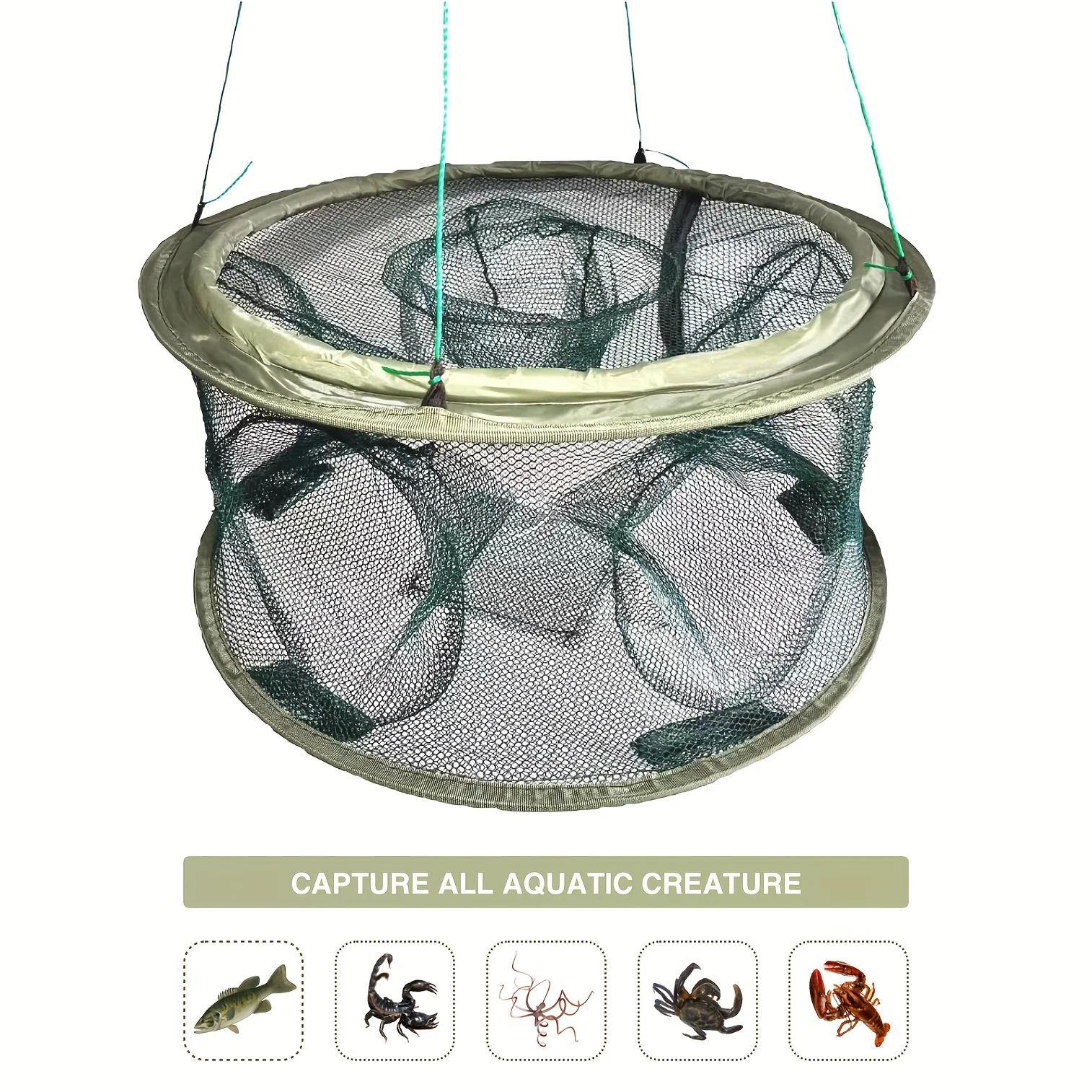 6-Hole Foldable Fishing Trap for Crab Lobster Shrimp Multi-Purpose Water Cage Crab Trap Lobster Trap Shrimp Trap Fishing Gear