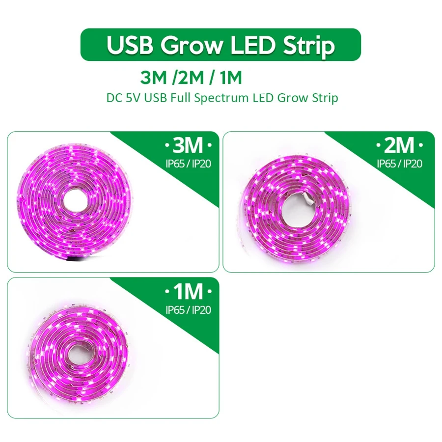 AT44-LED Grow Light Full Spectrum 5V USB Grow Light Strip 2835 LED Phyto Lamps For Plants Greenhouse Hydroponic Growing