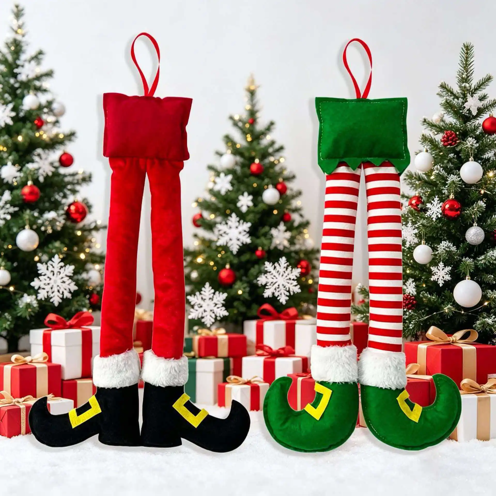 Year Christmas Elf Santa Legs Car Accessories Christmas Decor For Home Xmas Tree Pendants Ornaments HappyGifts