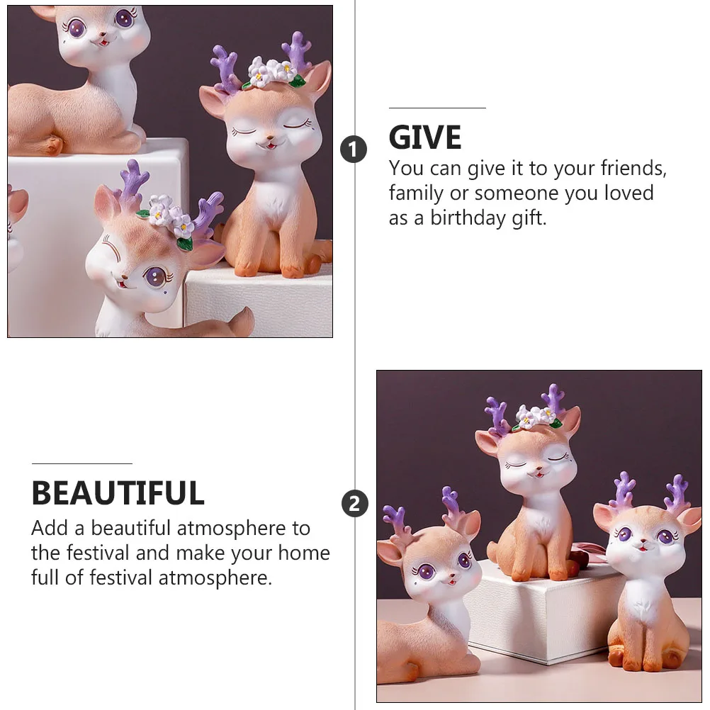 

Car nament Resin Deer Animal Cake Decor Christmas Showcase Birthday Gift Home Cartoon Holiday Accessory