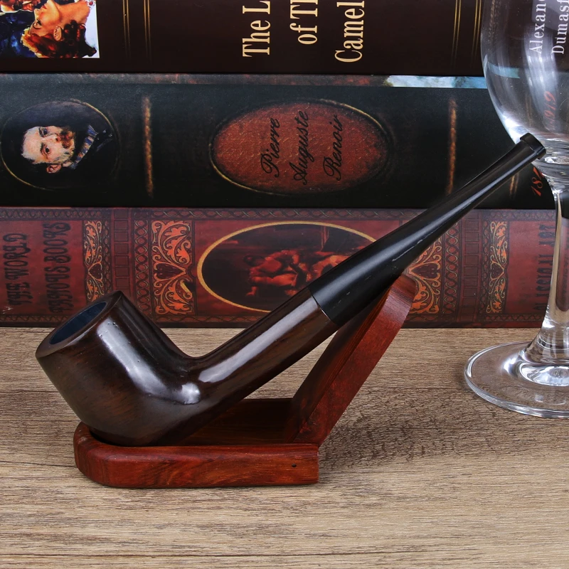 Straight Natural Ebony Wood Smoking Pipe Tube, Tobacco Pipes,Smooth Smoking Accessories, Gift for Father, High Quality, New, 9mm