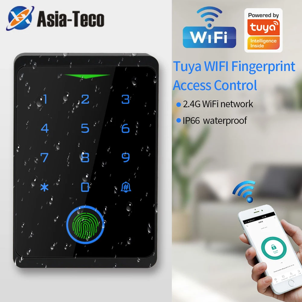 WiFi Remote Fingerprint Access Controller Outdoor Waterproof IP67 Standalone RFID Keypad System 125KHz Support Tuya App