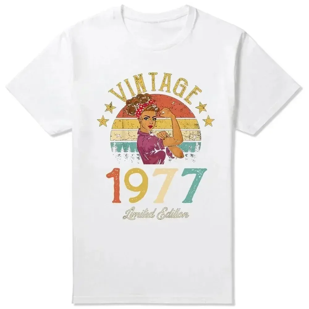 Fashion 47th 47 Years Old Birthday Party Tshirt Male Top Vintage 1977 Limited Edition Black T Shirts Streetwear Harajuku