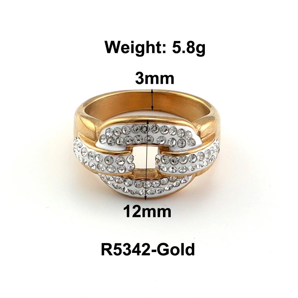 New Design Luxury Shiny Crystal Rings 18 K Stainless Steel Gold Color Love Ring for Women Engagement Party Girl\'s Brands Ring