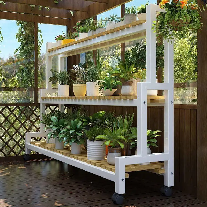 Storage balcony, stepped flower pot, floor to floor, multi-layer succulent frame, household bonsai frame