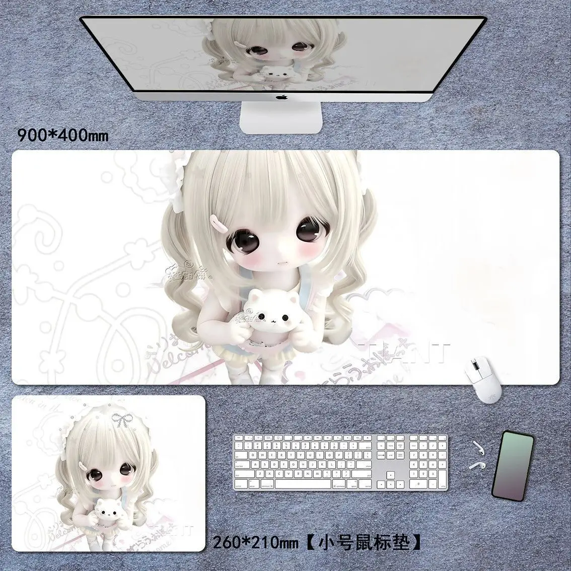 Y2K Retro Pink Mouse Pad Ins Style Simple Leather Table Mat Girl Geart Simple Mouse Pad PU Gaming Computer Pad Anti Slip Y2K Pad