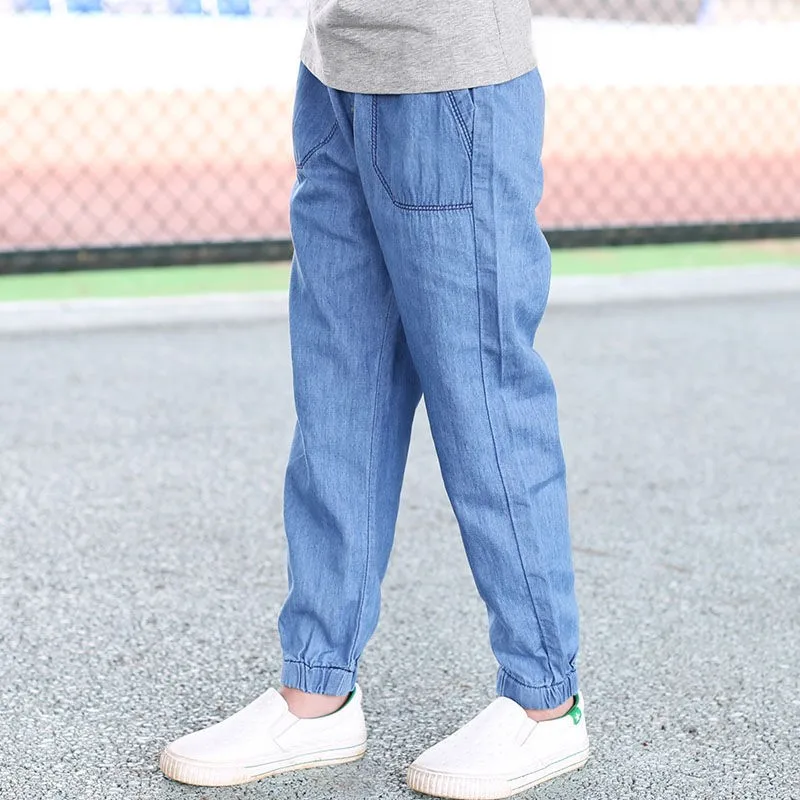

2025 New children's boys girls Thin jeans stripe summer Casual pants thin section trousers