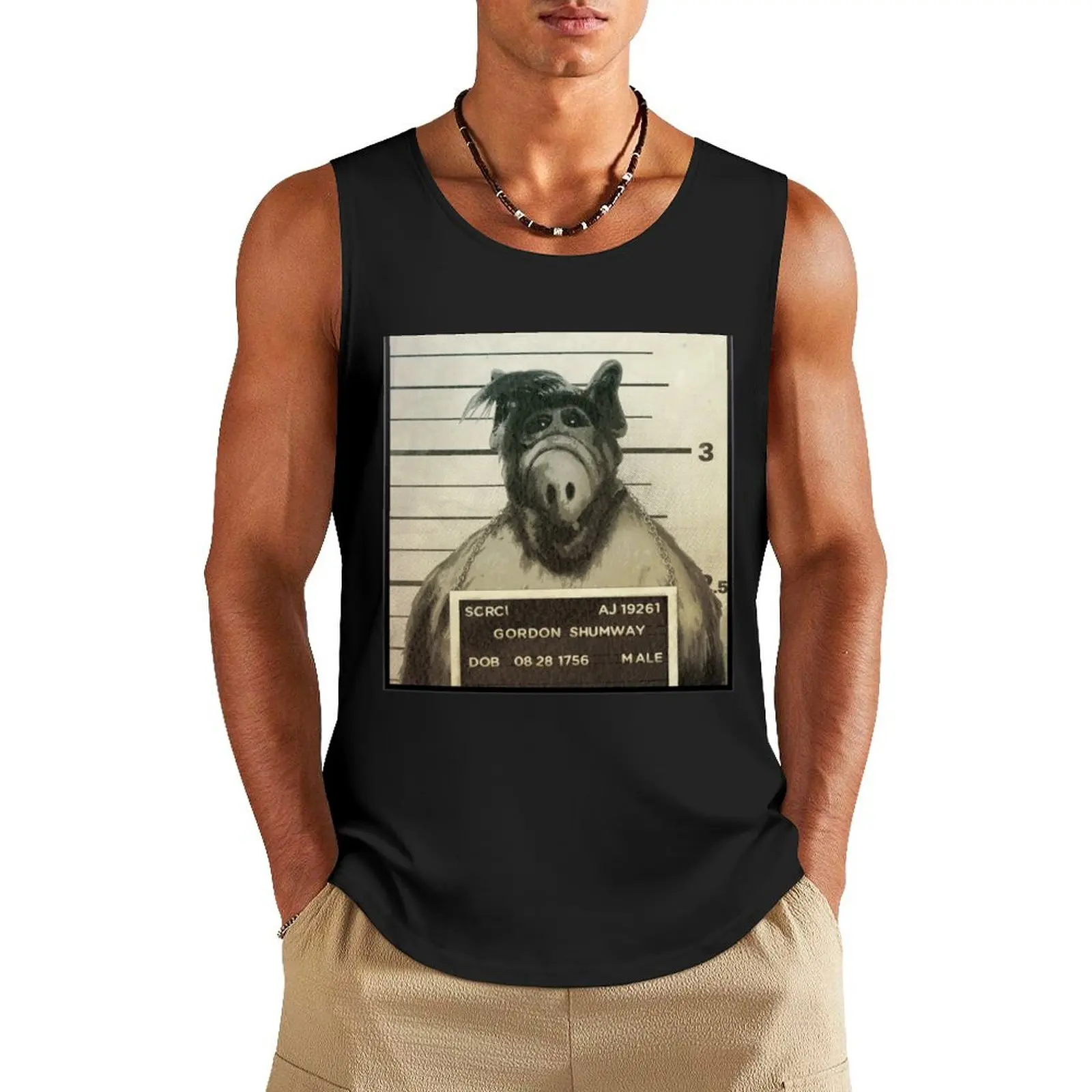 

Alf Mugshot Tank Top bodybuilding t shirt men gym clothing Men's sports t-shirt t-shirt for man