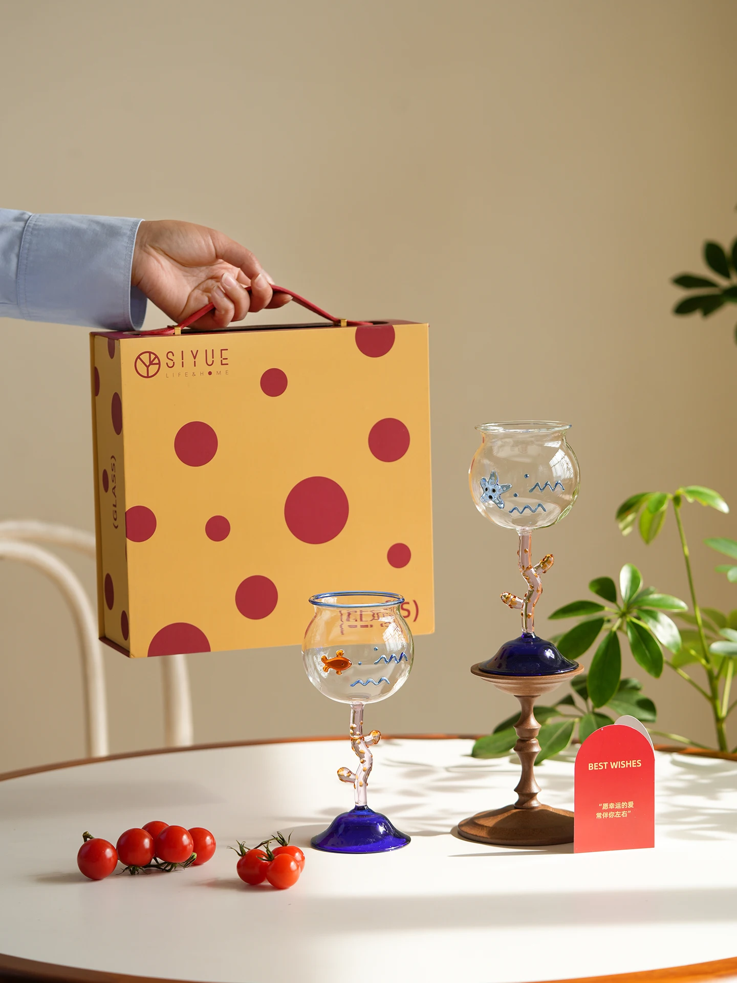 April High Foot Wine Glasses Creative Small  Wine Sweet Wine Glasses Women Drunken Champagne Glasses Cute Gift Box