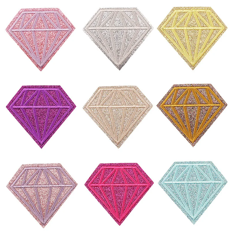 5pcs Diamond Badge Embroidered Cloth Patches Personalized Gold Dust Diamond Decoration DIY Jeans Jacket Backpack Iron Embroidery