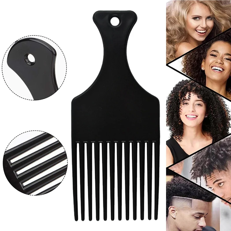 Brede Tanden Borstel Pick Kam Vork Haarborstel Insert Haar Pick Kam Plastic Kammen Voor Krullend Afro Hair Styling Tools Voor vrouwen Mannen