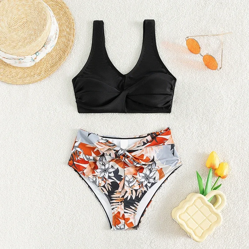 Outdoor Bikini Sets for Kids Girls 7-16Y Two Pieces Sleeveless Tops Briefs Sets for Teenagers Summer Swimming Wear Clothes Sets