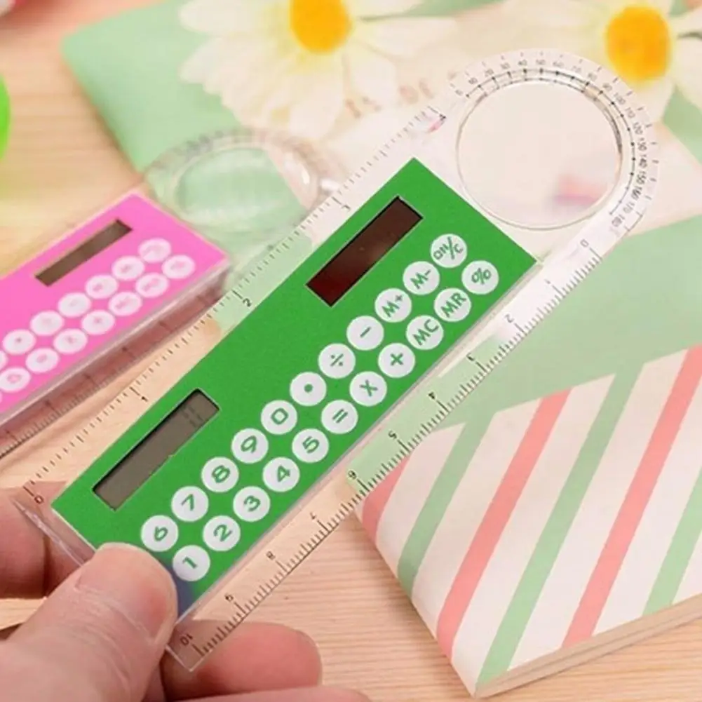 Adorable  Excellent 3 in 1 10cm Length Solar Ruler Calculator Mini Solar Card Ruler Funny   for Study