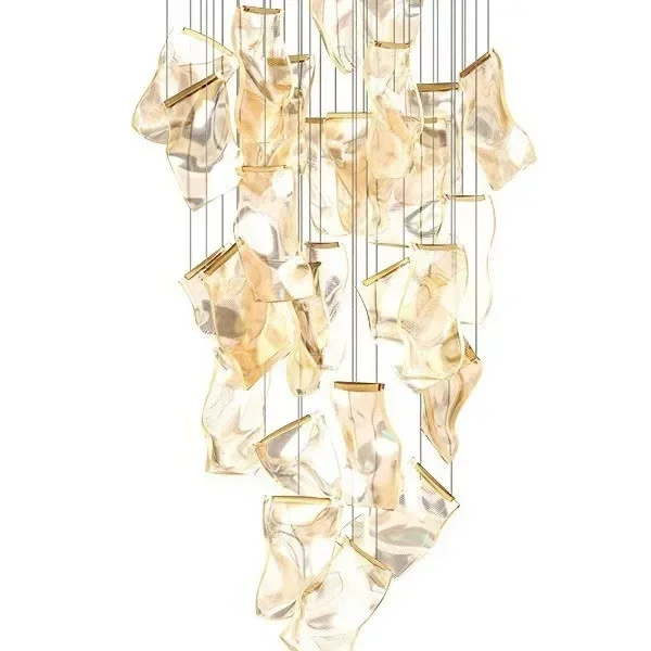 Duplex building chandelier Zhongshan lighting wholesale light luxury villa living room chandelier creative hotel