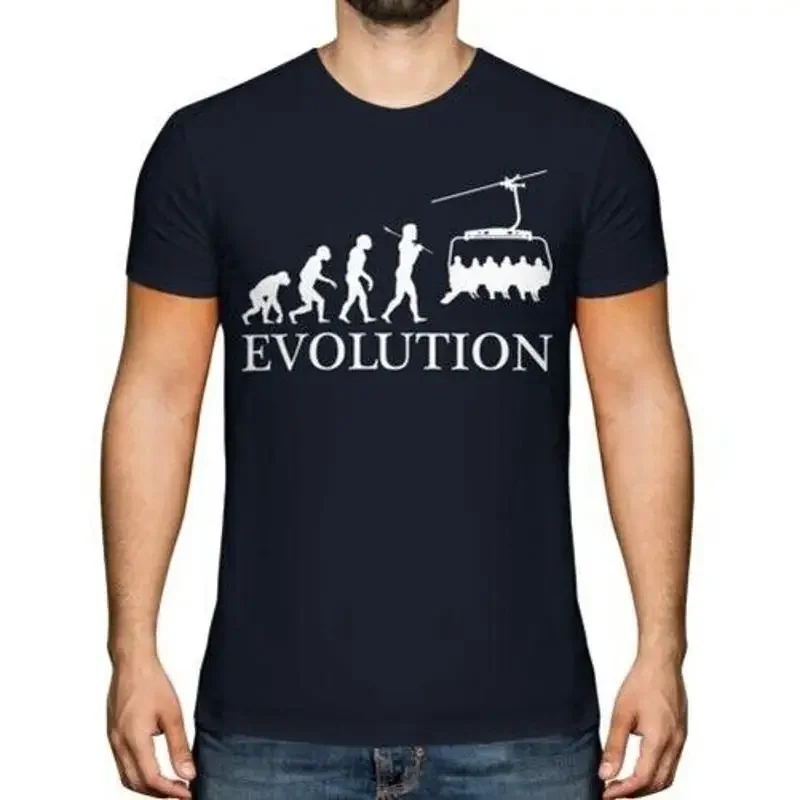 Kabel Auto Evolution Of Man Herren T-Shirt Geschenk Skifahren Winter