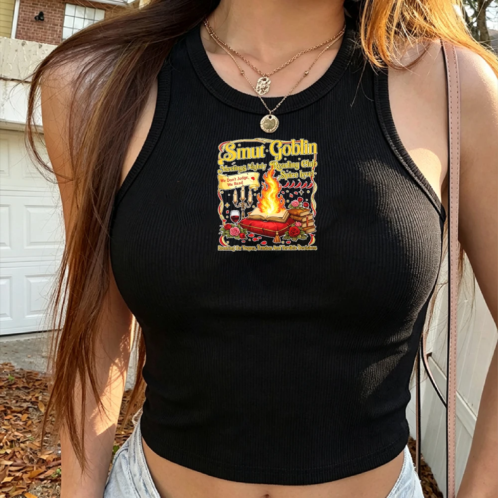 Ribbed Black Crop Top Tank Fitted Shirt Smut Goblin Spicy Booktok Tee Dark Romance Apparel Book Club Reader Gift Matching Crewne